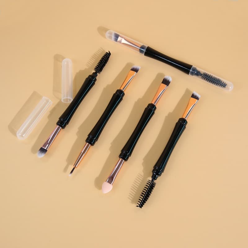 Double-ended Eyebrow Brush Ultra-fine Eyelash Brush Portable Makeup Tool Travel-friendly Dust-proof Lid