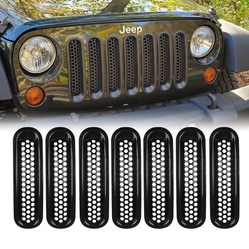 Black modified Wrangler medium mesh grille Medium mesh suitable for 2007-2017 Wrangler modified accessories
