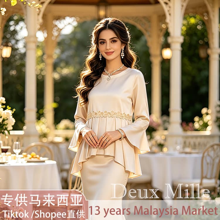 Cross-border Malay clothing Baju Kurung e-commerce TK large size Renda lace dress suit women's clothing factory