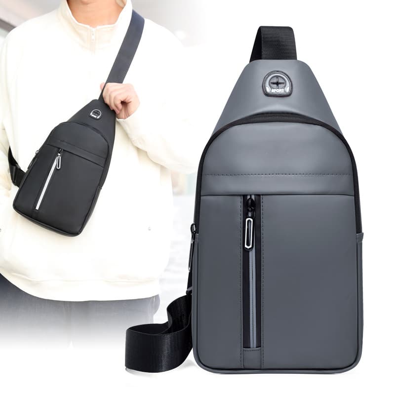 Men's chest bag, crossbody bag, simple design, outdoor casual shoulder bag, multi-functional business men's bag, trendy and stylish.