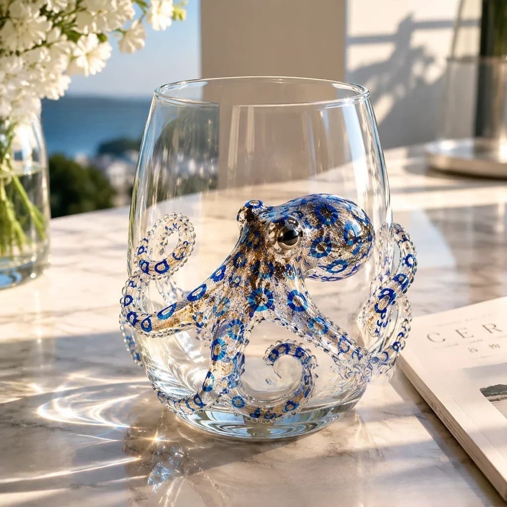 Cross-border Artisanal Blue Ringed Octopus Glass wareBlue Ringed Octopus Glass ware