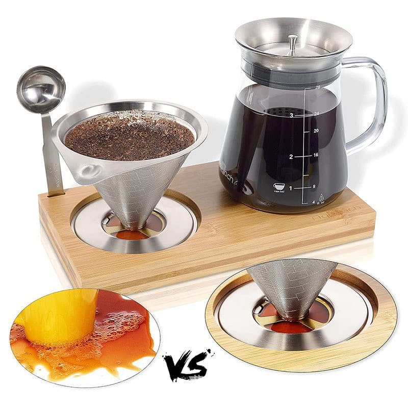 Wooden Coffee Filter Holder Stand, Coffee Pour-Over Kettle Rack, Wooden Coffee Tool Storage Base