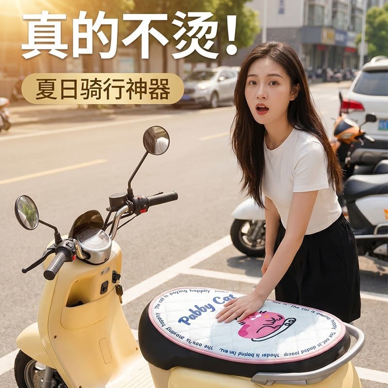 New Electric Bike Seat Cushion Aluminum Film Foldable Waterproof Battery Motorcycle Seat Summer Sun Protection Electric Bike Seat Cover
