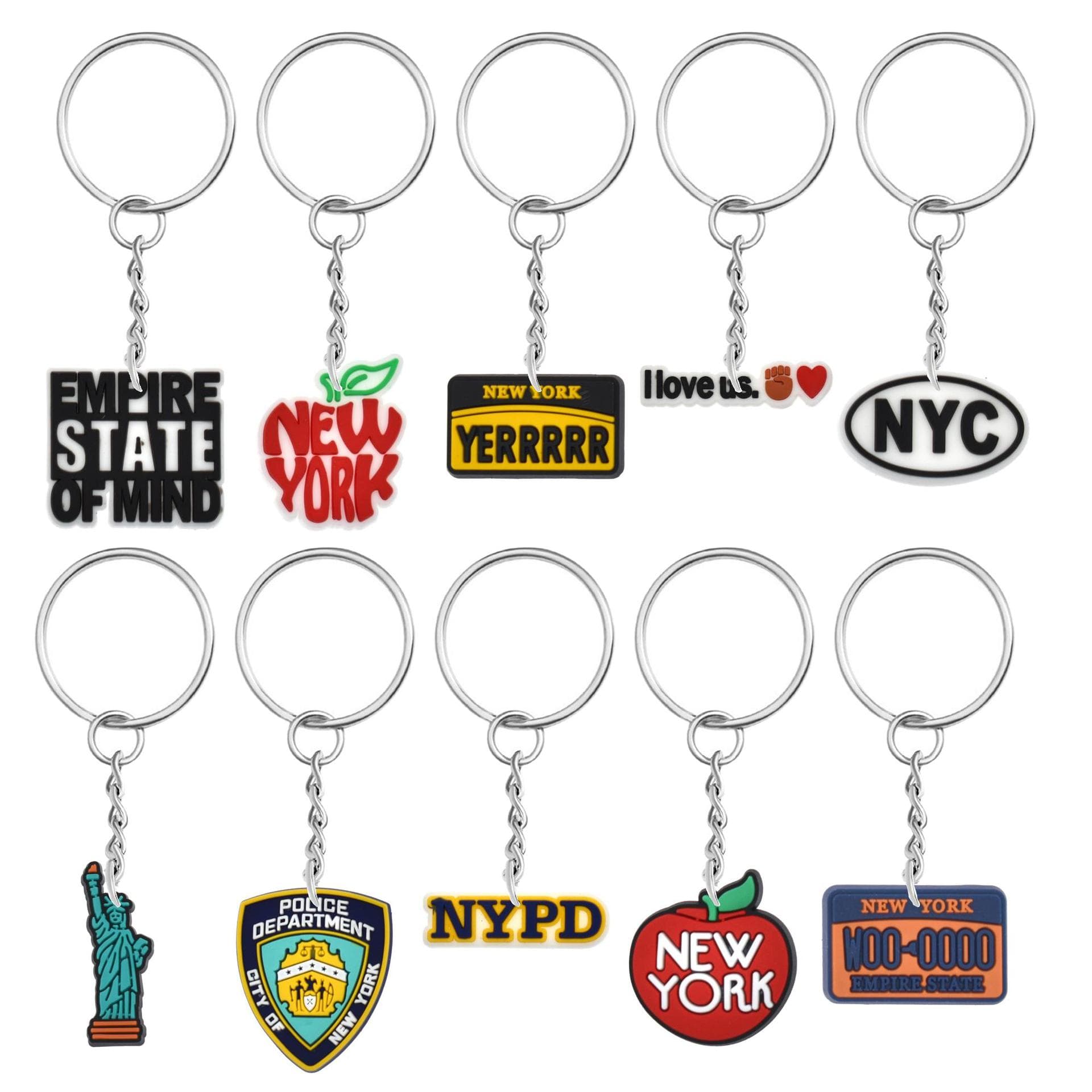 New York Collection DIY Travel Guitar Creative Shape Keychain Decoration PVC Soft Rubber Small