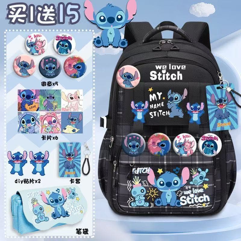 Stitch Cartoon Cute Backpack for Elementary School Students, Lightweight Large Capacity Bag for Girls
