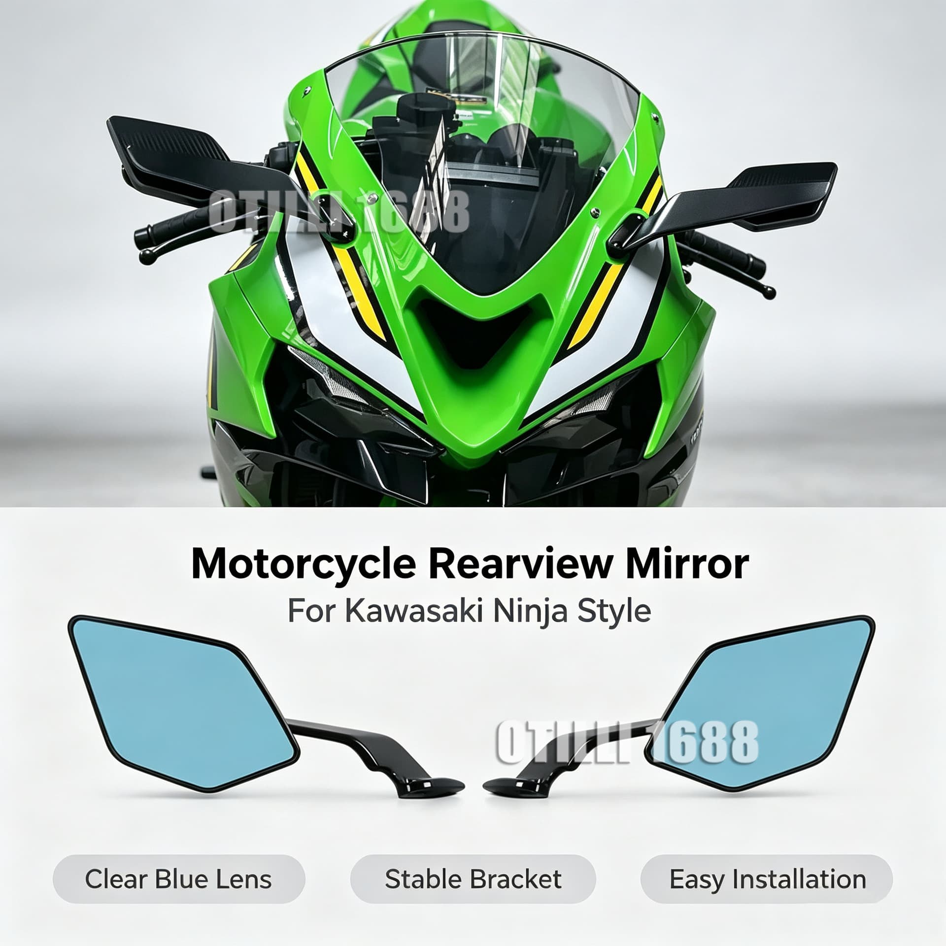 Motorcycle Modification Accessories Kawasaki ZX‑6R Ninja636 2019‑2025 Fixed Wing Rearview Mirror