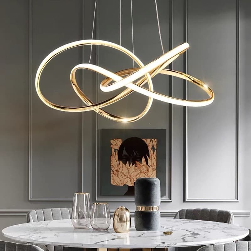 Cross-border Four-leaf Clover Modern LED Pendant Light Aluminum Home Decoration Living Room Geometric Linear Light Restaurant Bar Store Pendant Light