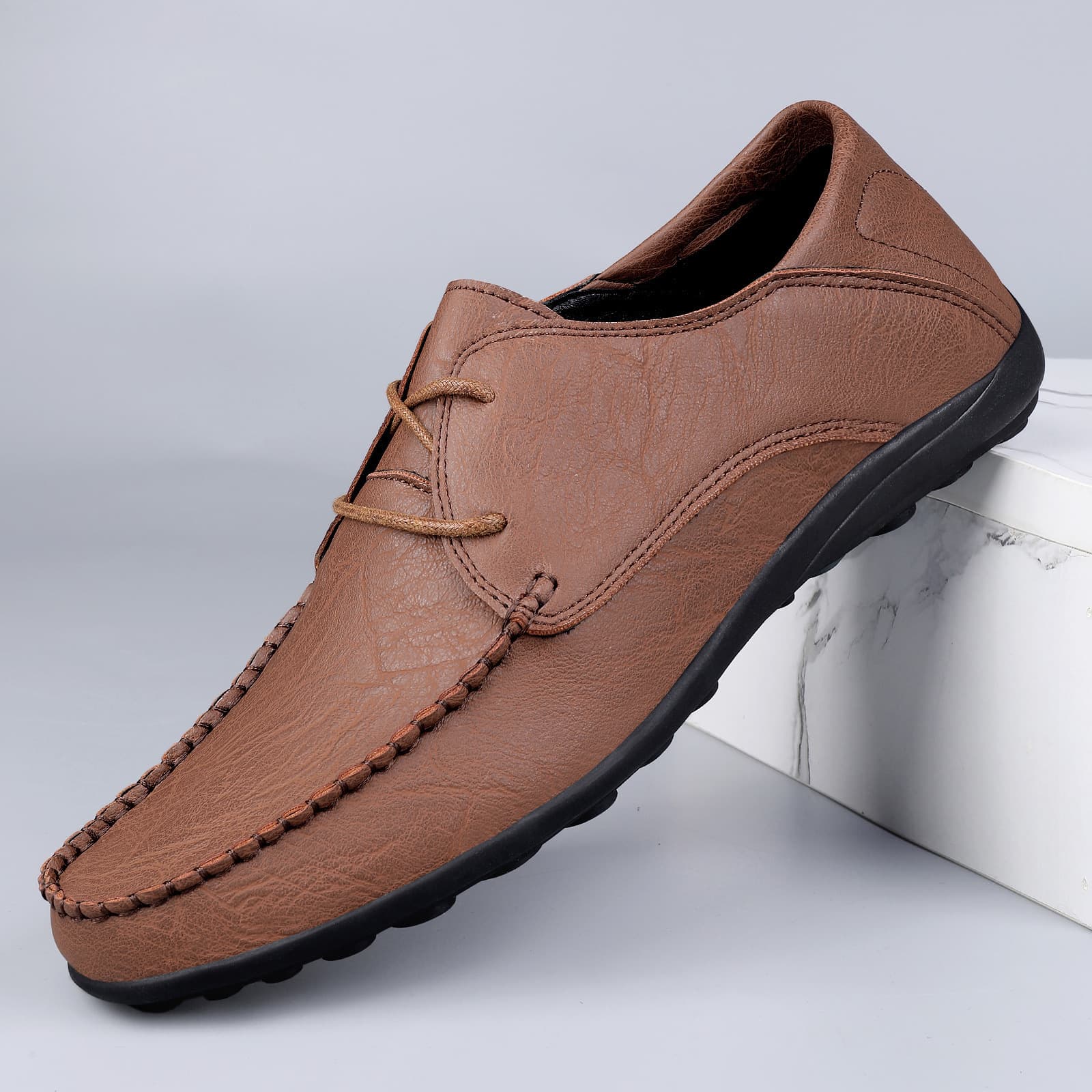Cross-border Large Size Leather Shoes Microfiber Lace-up Loafers 2024 Autumn Winter New Fashion Men's Classic Dress Shoes