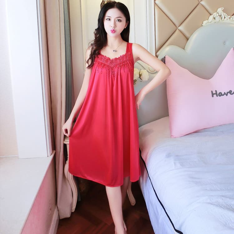 New Summer Sexy Imitation Silk Pajamas Women's Sling Nightgown Ice Silk Women's Pajamas Fun Women's Home Clothes for Hair