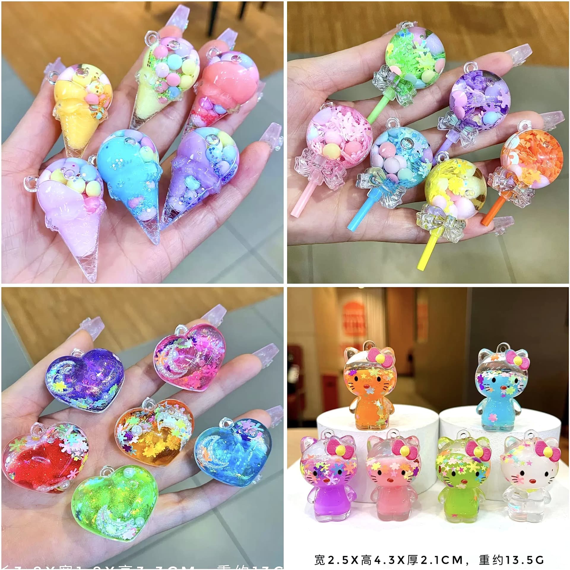 Luminous lollipop acrylic crystal pendant quicksand ornaments pendant playground children's toys blind box small gifts
