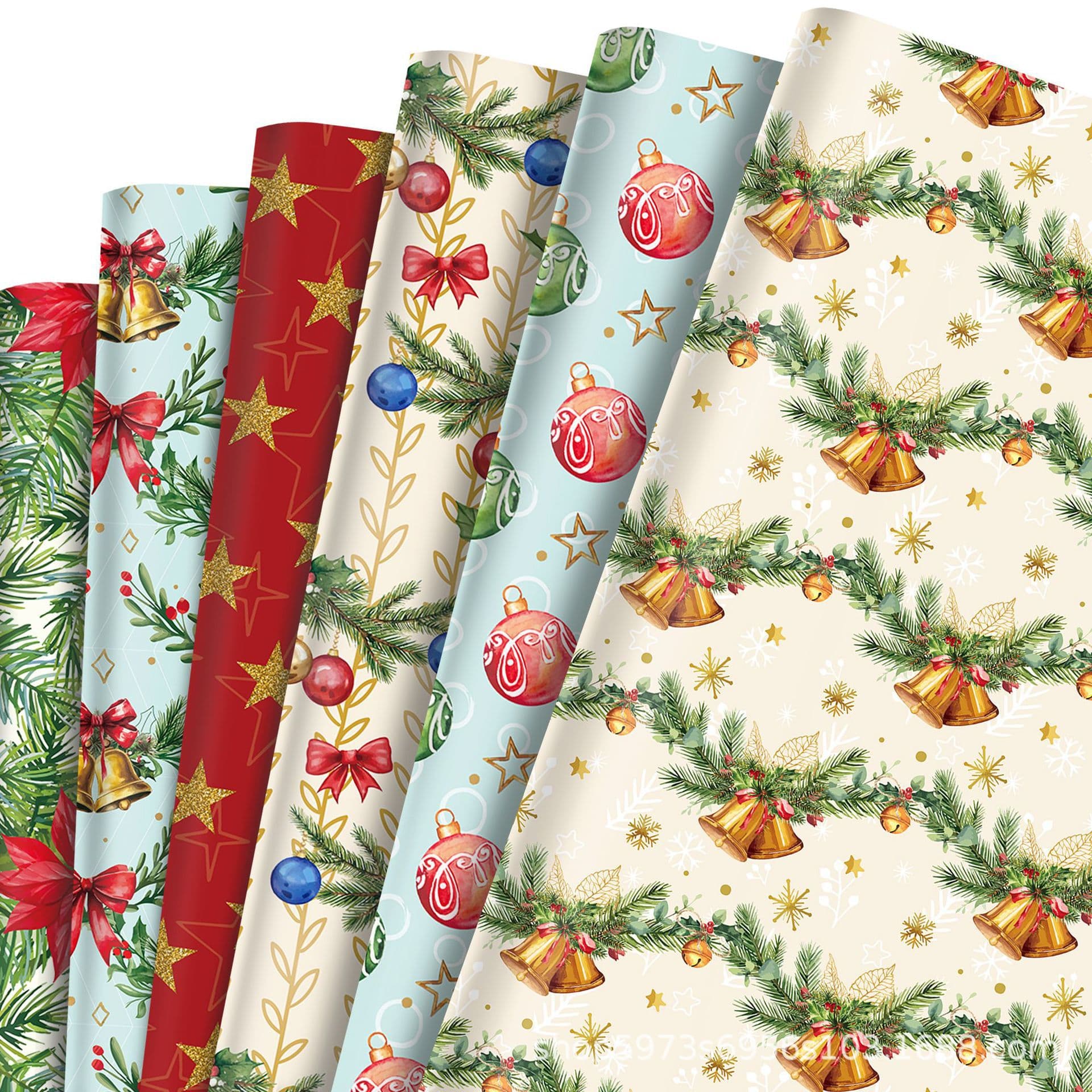 WZ075 Christmas Bell Pine Branch Gift Wrapping Paper Party Gift Box Decorative Outer Packaging