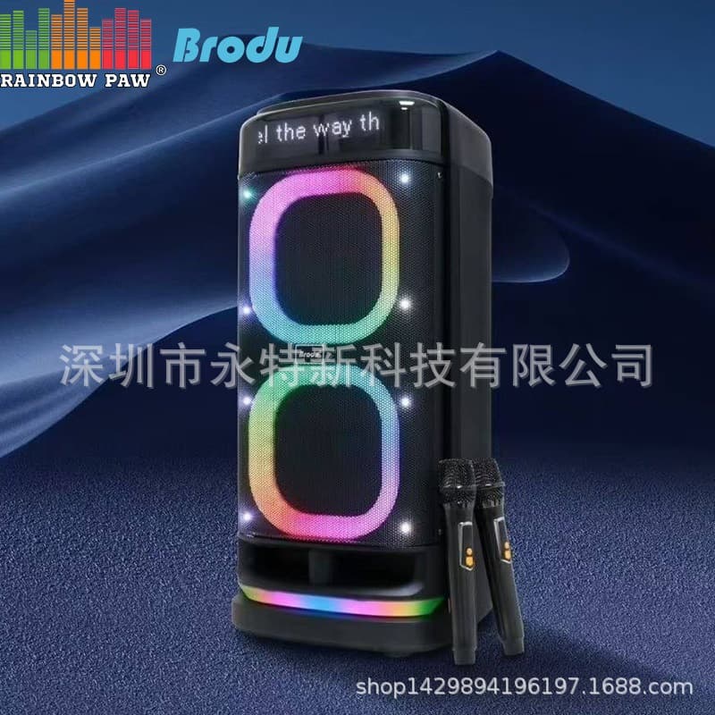 KTS Factory Wholesale Broud Series BTS-2120 Outdoor Portable Dual 8-inch RGB Wireless Bluetooth Speaker