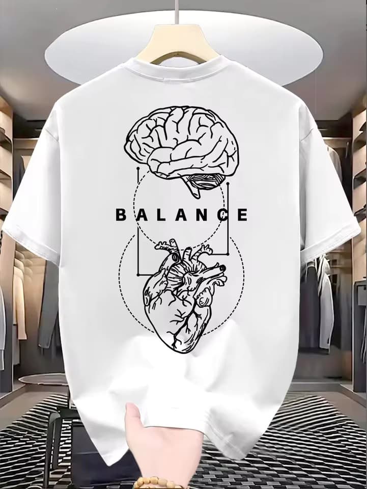 Unisex Novel Brain Balance Fitness T-Shirt Cotton Tee Streetwear Summer Fashion Loose Breathable Trendy Sports Top