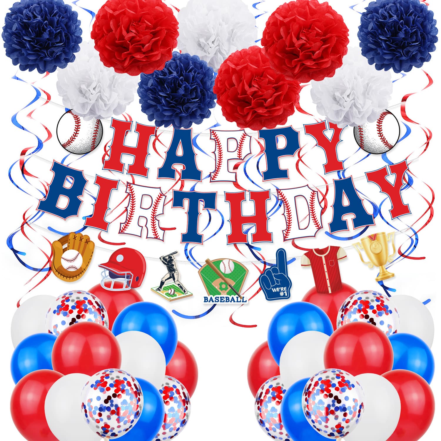 Baseball Theme Aluminum Foil Balloon Set Birthday Party Decoration Trophy Glove Shaped Balloons Baseball Banner