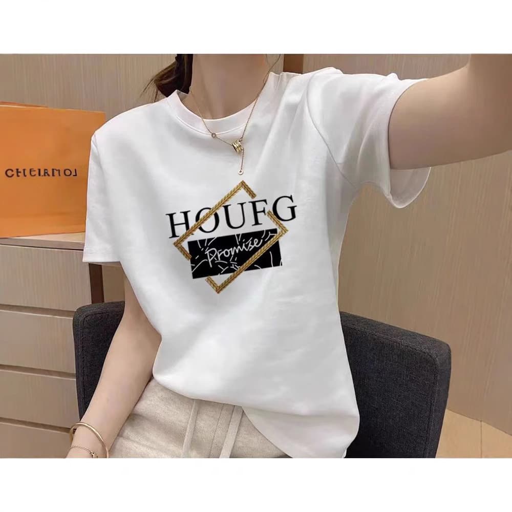 New Trendy Brand Short Sleeve T-Shirt for Women, Fashionable, Stylish, Age-Defying, Slimming Fit, Pure Cotton Xinjiang Cotton Tee, Base Layer Top