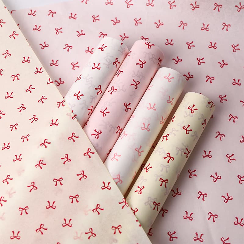 Cross-border Foreign Trade Exclusive Printed Tissue Paper Bow Rose Tissue Paper Flower Wrapping Paper Lining Packing Paper