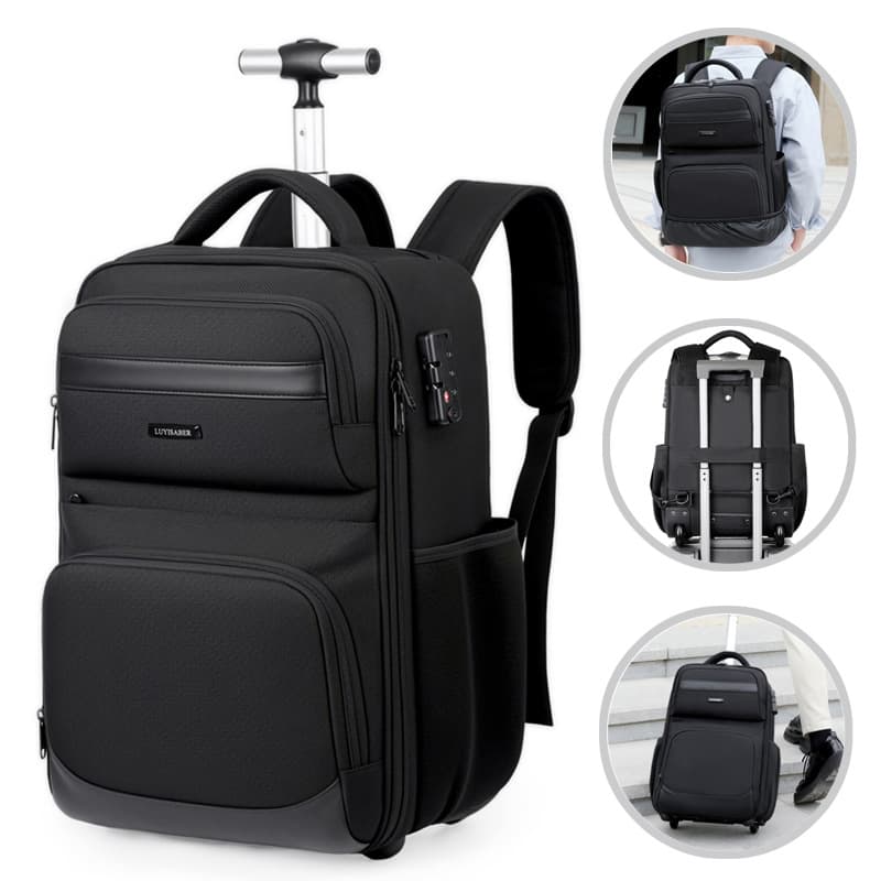 New Business Pulling Rod Backpack, Large Capacity for Short Trips, Unisex Travel Bag, Storage Backpack for College and High School Students