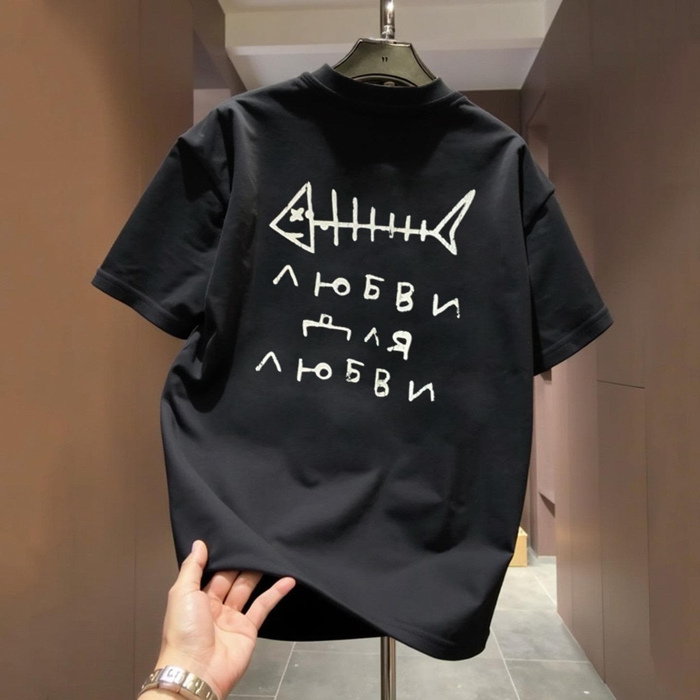 PUYM Streetwear American High Street Drop Shoulder Short Sleeve T-Shirt for Men Summer Rogue Chic Light Luxury Premium Loose Fit Tee for Women