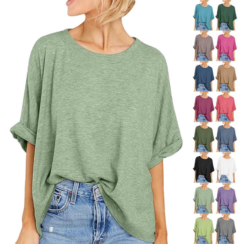 2024 EU/US Amazon Summer New Women's Plus Size Casual Short Sleeve Loose T-Shirt Top