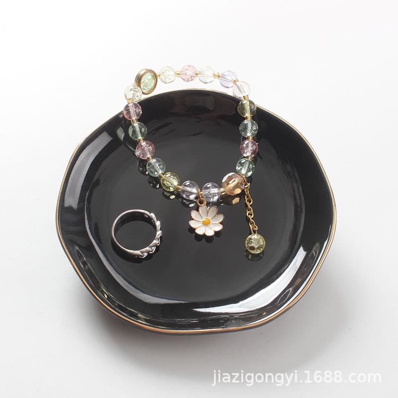Ceramic jewelry tray, jewelry tableware tray for rings, necklaces, watches, birthdays, Mother's Day, Christmas gifts