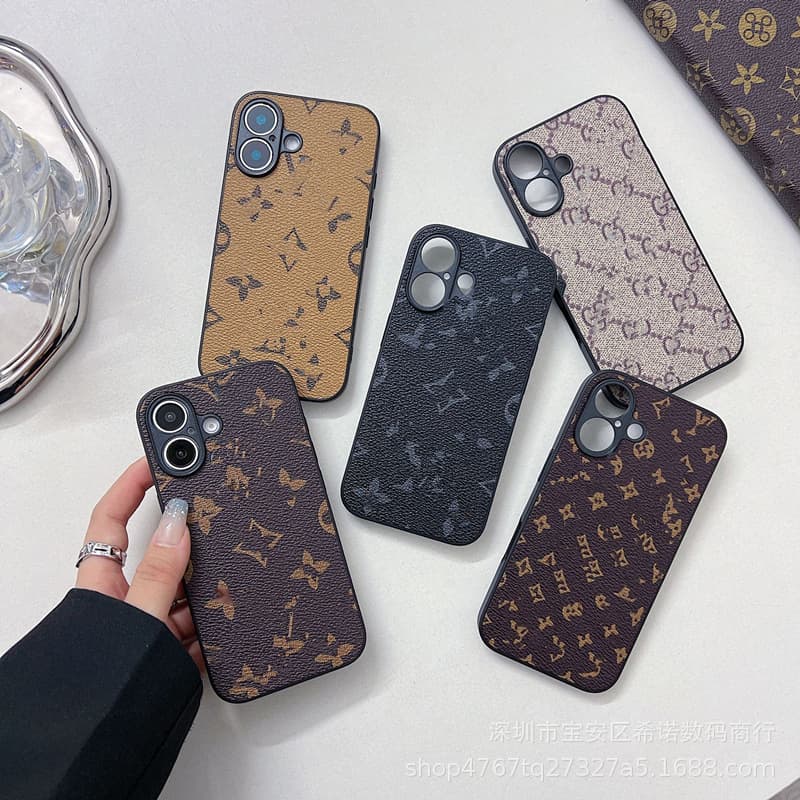 Branded Vintage Apple 17 Pro Max Phone Case Leather Cover 16 15 14/13/12 Precision Cut Full Coverage Soft Shell Shockproof Case