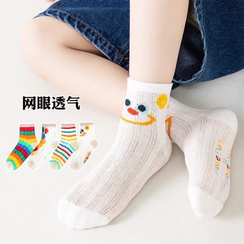 Source manufacturer children's socks summer thin spring and summer boys and girls short socks rainbow tide socks caterpillar baby socks