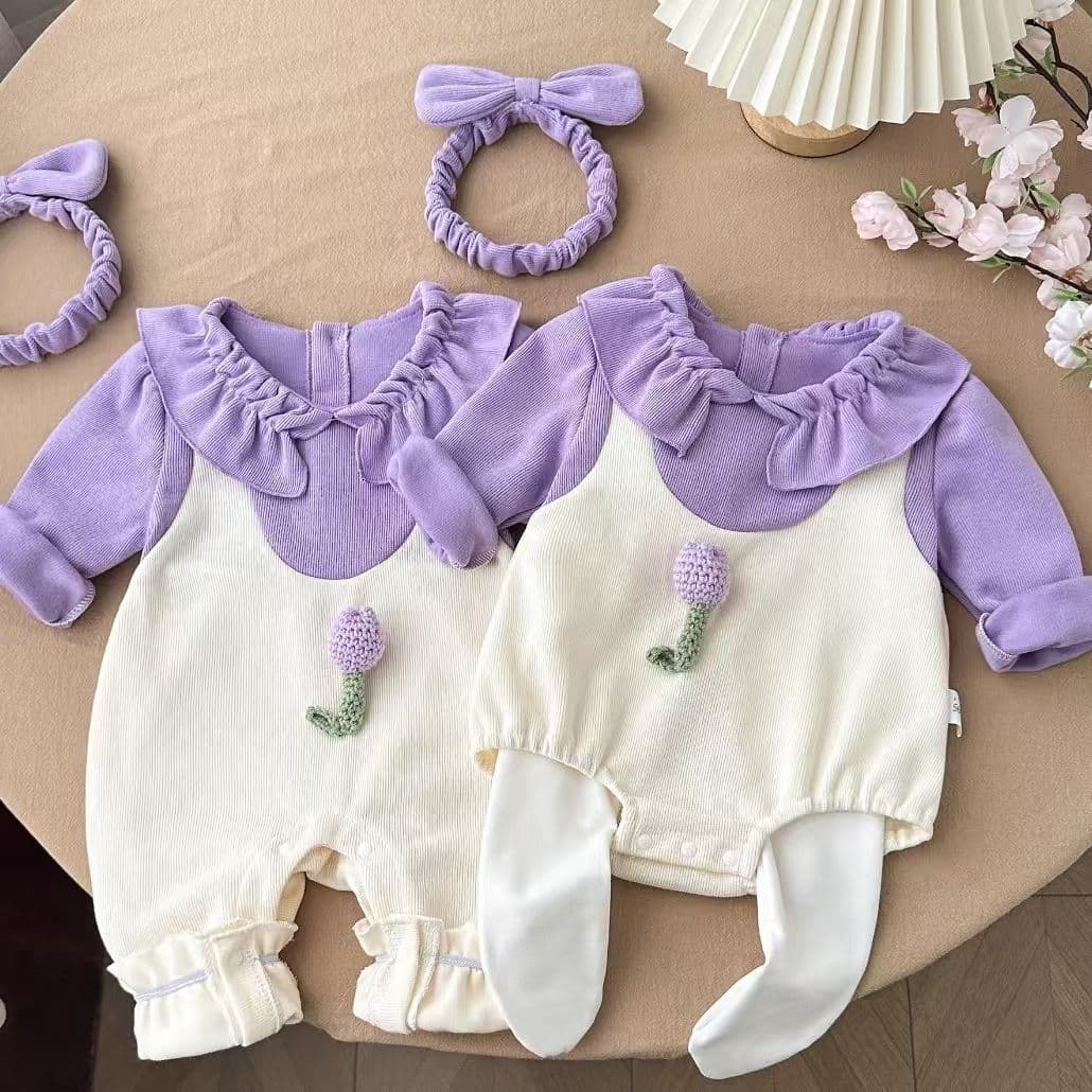 Baby Autumn One-piece Clothes Newborn Girl Internet Celebrity Super Cute Princess Cover Up Suit Spring and Autumn Outings