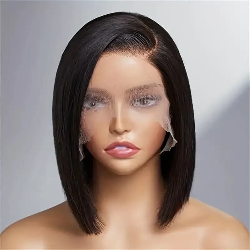 Cross-border European and American Fashion Wig for Women, Hot Selling Front Lace 13x4 Bob Head Middle Part Bangs Full Wig