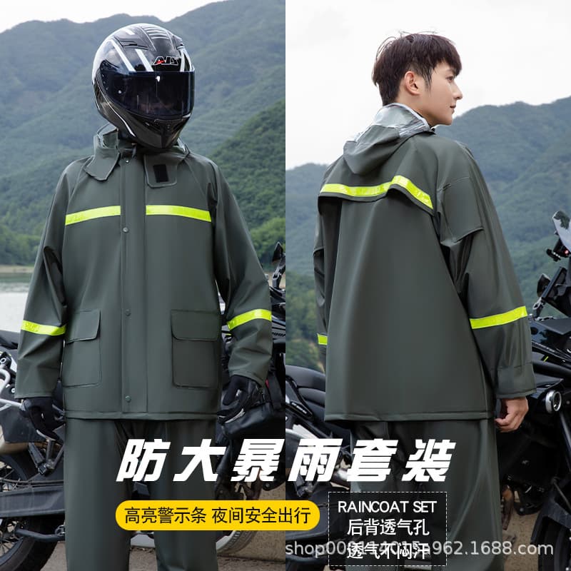 Two-Piece Rain Suit for Men, Motorcycle Rain Suit, Electric Bike Rain Suit, One-Piece Set, Riding Rain Suit for Delivery Riders