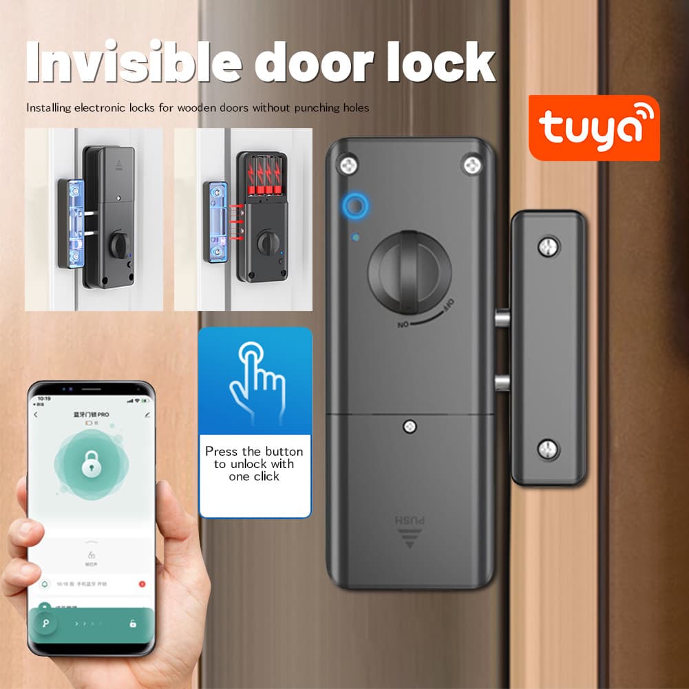 Wooden Interior Door Sensor Lock, Magnetic Card Lock, APP Remote Unlock, Concealed Electronic Door Lock, IC Card Lock