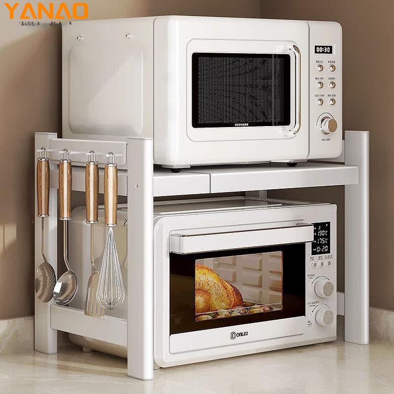 German Import Kitchen Microwave Oven Storage Rack, Home Oven Multi-functional Shelf, Countertop Multi-layer Two Rice Cooker Stand