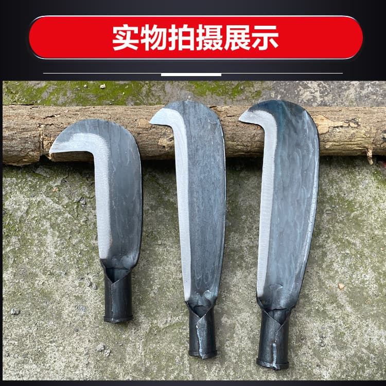 Handmade All-Steel Wood Splitting Knife, Forged Spring Steel, Traditional Chopping Knife for Firewood and Trees, Old-Style Sickle