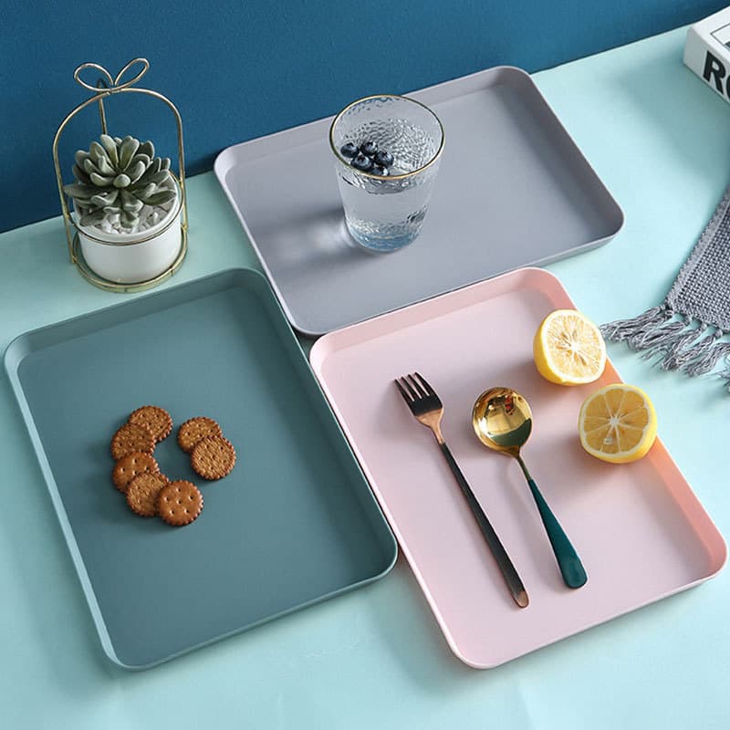 Modern Nordic Style Rectangular Breakfast Tray, Simple Plastic Tea Tray, Dessert Small Tray for Home Use