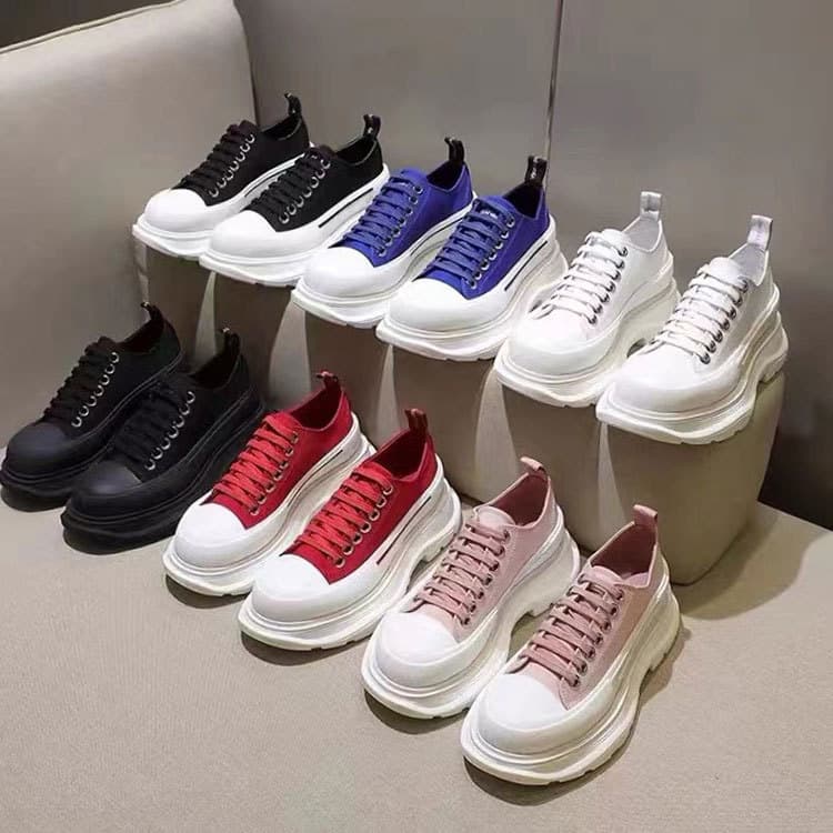 McQueen canvas shoes, white sneakers, women's summer and autumn new casual platform shoes, low-top sports dad shoes