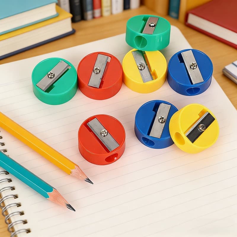 Wholesale Round Pencil Sharpener for Cross-border Trade, Mini Rotary Pencil Sharpener for Elementary Students, Student Stationery