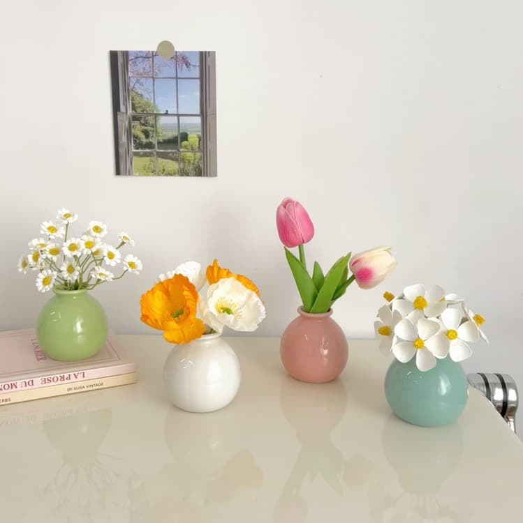 ins ceramic vase cream style Nordic light luxury desk hallway decoration home dried flower high-grade small vase