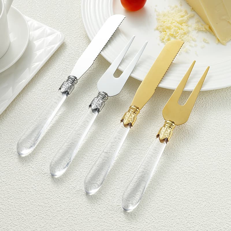 Stainless Steel Cheese Knife and Fork Set with Crystal Handle Butter Knife Kitchen Tool Baking Knife Manufacturer