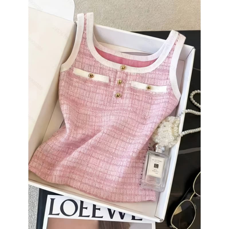2026 Cross-border coded AliExpress independent station 1688 elegant knitted small fragrant button decorated fashion vest