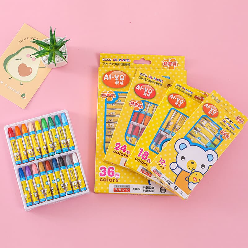 Factory Direct Cartoon Oil Pastels 12/18/24/36 Colors, Children's Painting Sets, Art Brushes Crayons