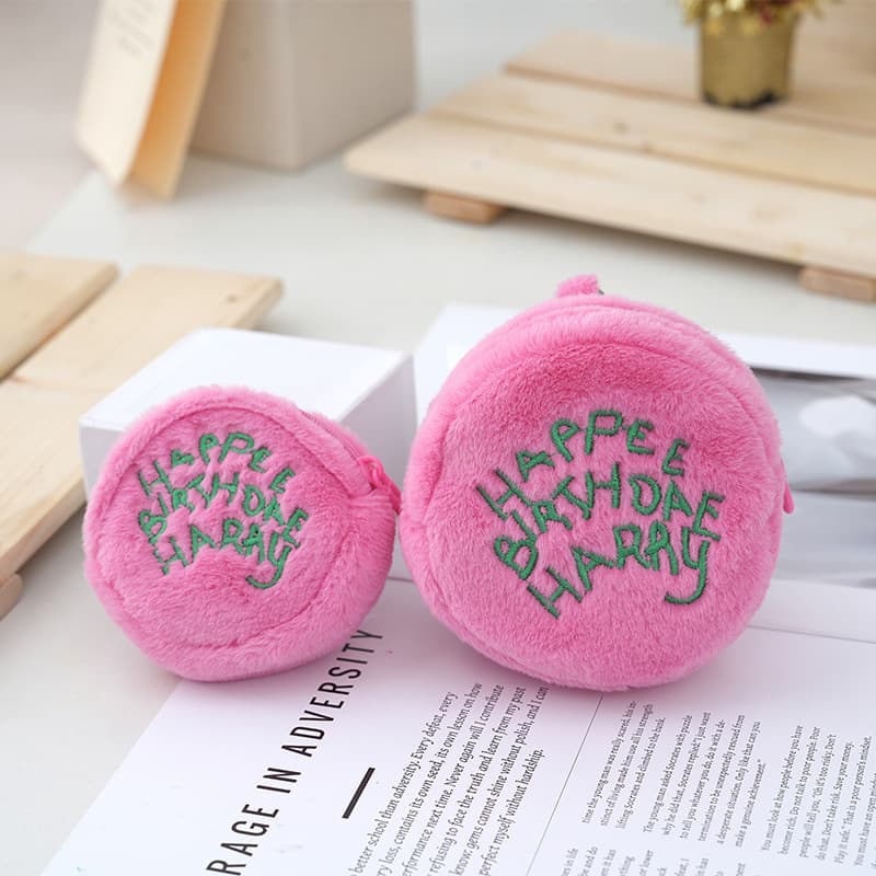 Korean style simple mini plush Harry Potter cake bag, sweet and cute earphone bag, coin purse, embroidered earphone bag