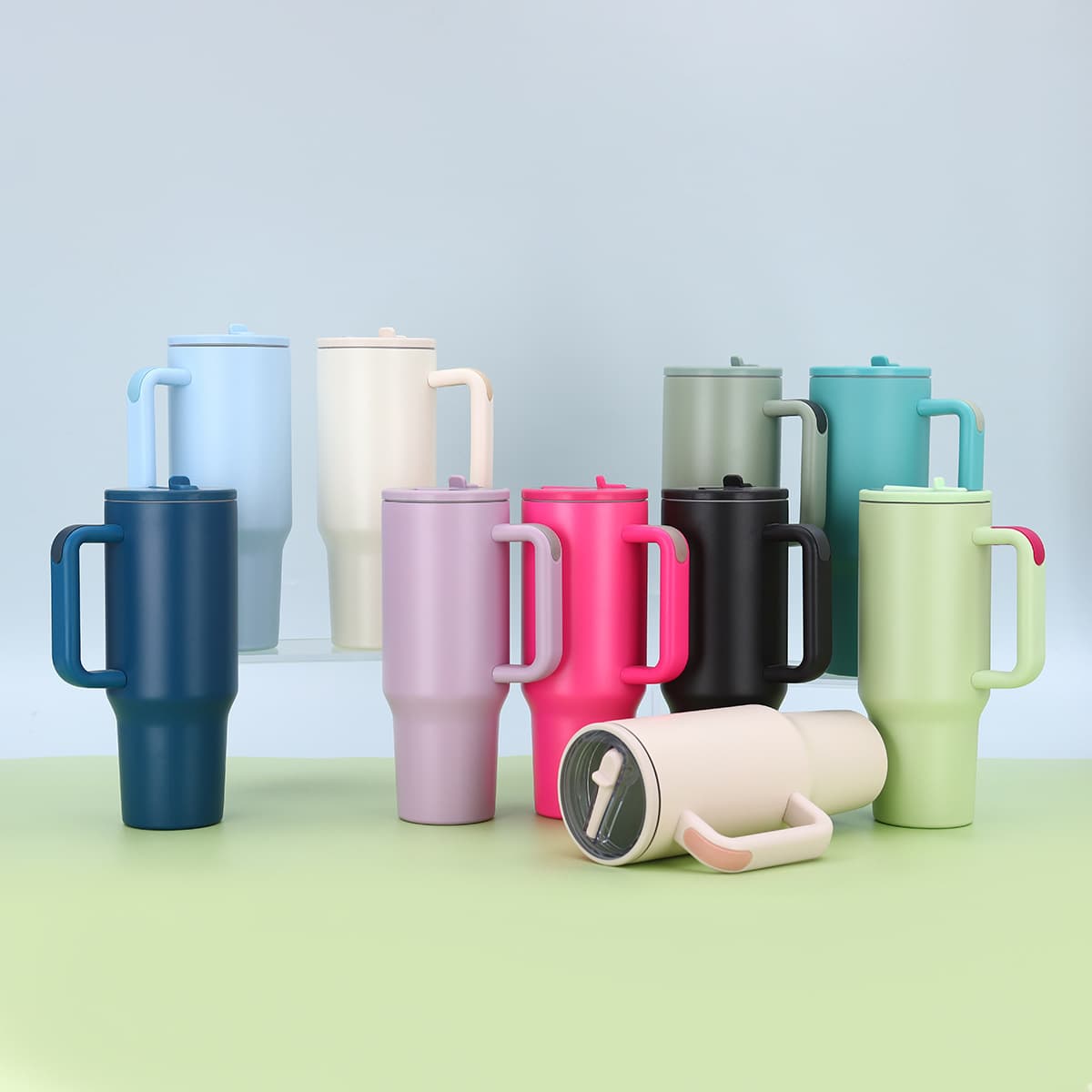 Cross-Border 304 Stainless Steel Insulated Cup 40oz Large Capacity Ice Cup Vacuum Double-Layer Handle Car Cup