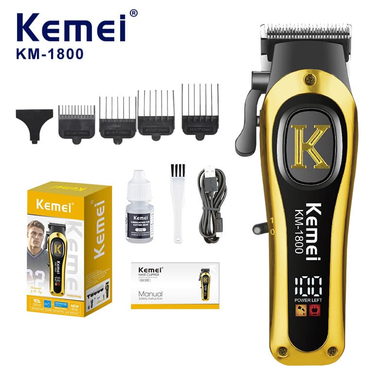 Kemei New Electric Hair Clipper Adjustable KM-1800 Digital Display Hair Trimmer Long Battery Life