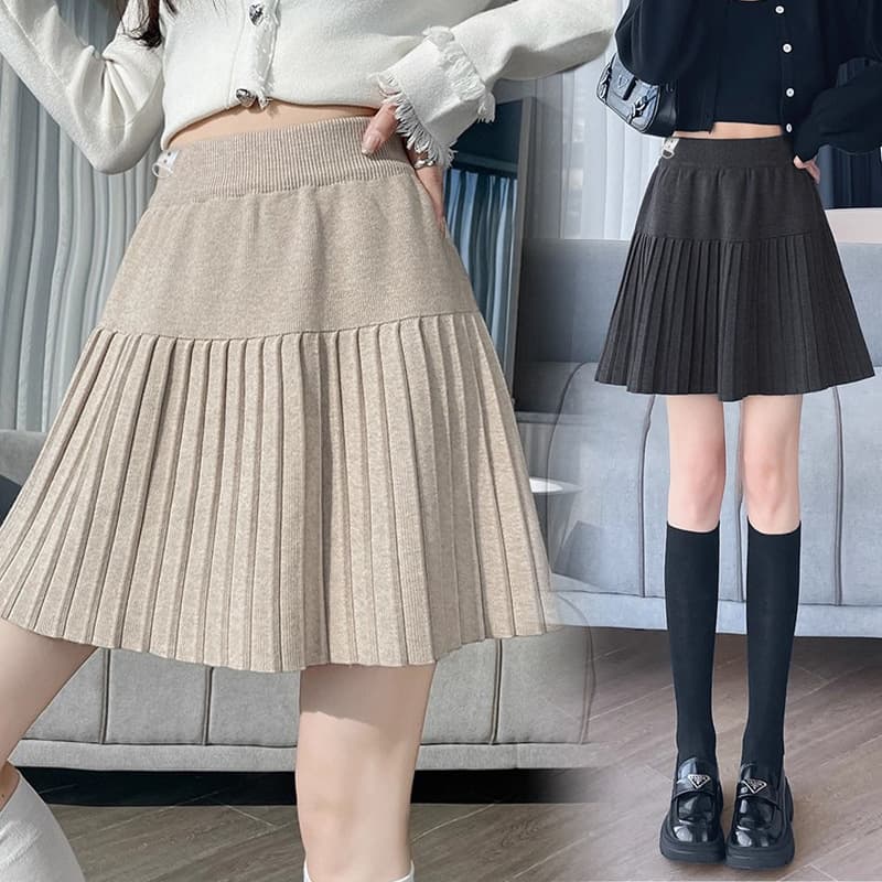 Maternity wear autumn and winter knitted maternity skirt casual slim pleated A-line skirt simple maternity skirt