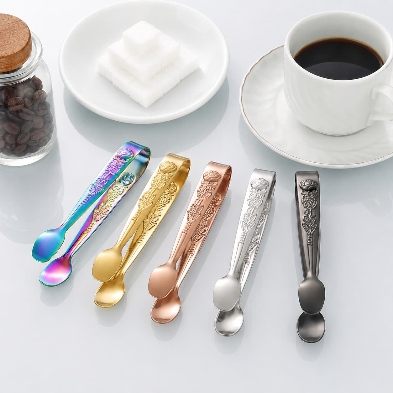 304 stainless steel thickened ice clip rose clip household ice tong bar ice cube clip coffee sugar clip food clip