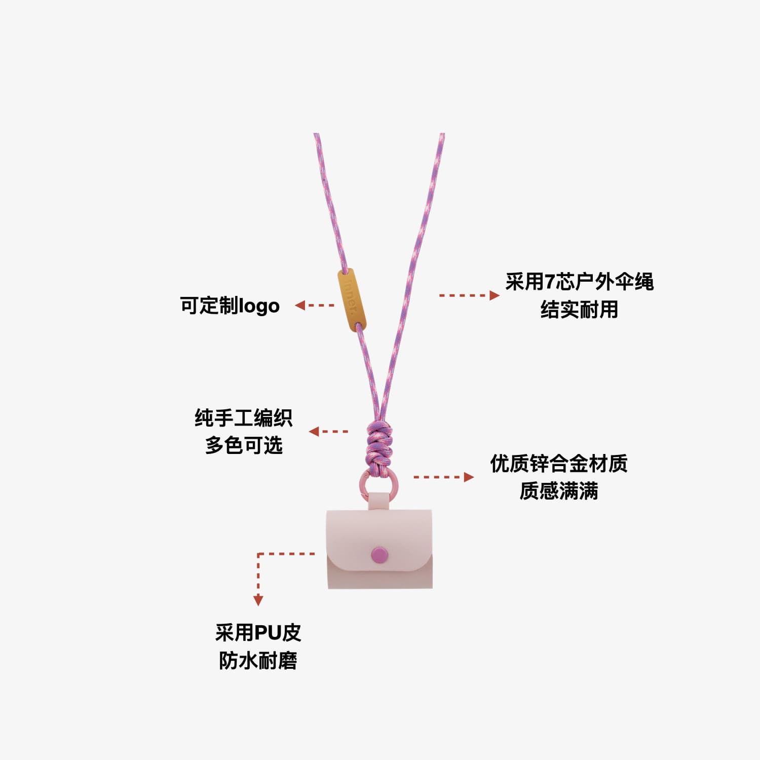 Neckband Earphone Case for AirPods 1/2/3/4, AirPods Pro 1/2, Protective Cover with Engraving, PU