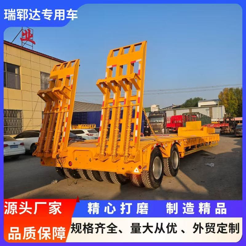 Cross-Border Foreign Trade Two-Line Four-Axle Low-Bed Semi-Trailer 13m Hook Machine Board Transport Semi-Trailer Used Tractor Head