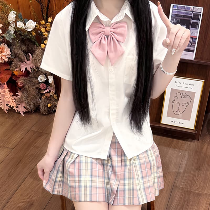 TR fabric, Japanese style, off-white JK shirt, sweet, versatile, loose, long/short sleeve, student school supply shirt, women's college style.