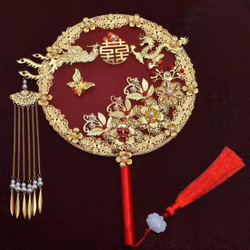 Round Fan, Ancient Style, Bride's Xiuhe Wedding Dress, Chinese Xiuhe Dress, Fan, Chinese Hanfu, Hand Bouquet DIY Material Kit