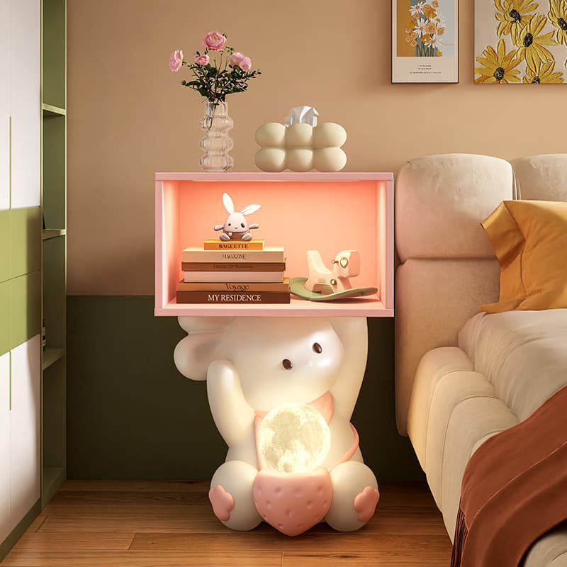 Cute Rabbit Bedroom Bedside Cabinet Children's Room Living Room Sofa Side Storage Floor Ornaments Home Decorations