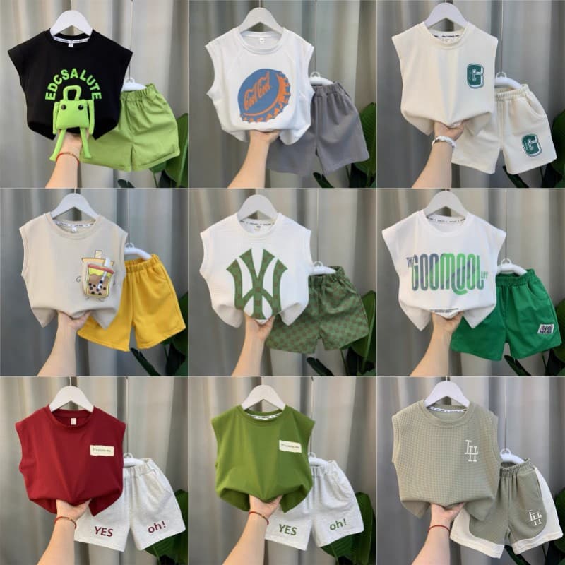 Boys summer vest suit summer style 2026 new baby boy cool and fashionable two-piece set children's sleeveless clothes